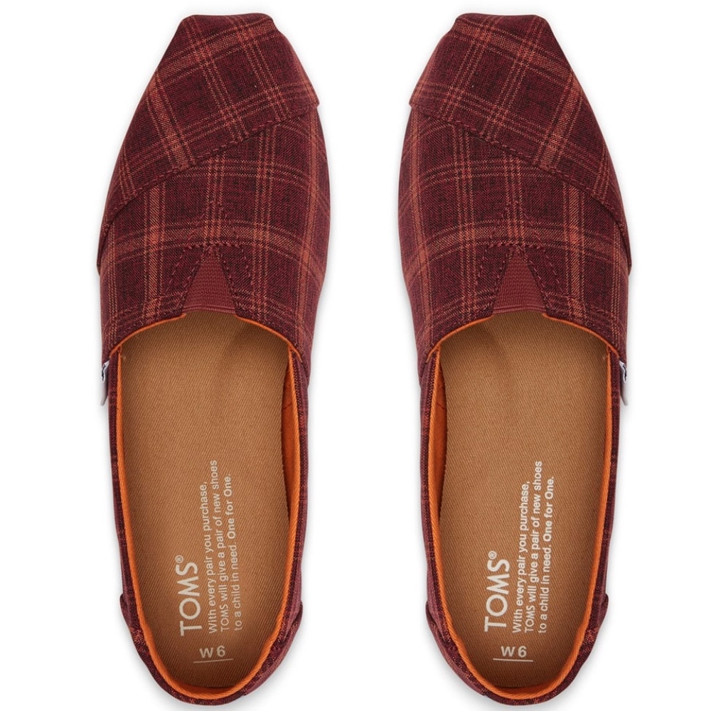 NWT TOMS Red Plaid Women's Classics
